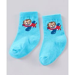 Cute Walk by Babyhug Anti Bacterial Ankle Length Striped Socks Pack of 3 - Blue Red
