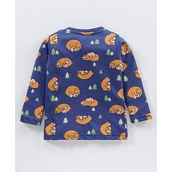 Babyhug Cotton Full Sleeves Night Suit Bear Print- Blue