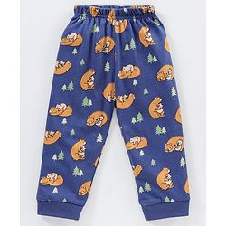 Babyhug Cotton Full Sleeves Night Suit Bear Print- Blue