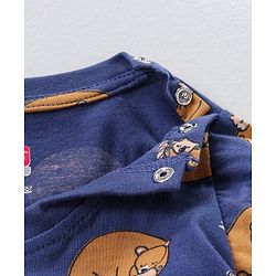 Babyhug Cotton Full Sleeves Night Suit Bear Print- Blue