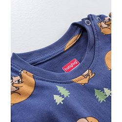 Babyhug Cotton Full Sleeves Night Suit Bear Print- Blue