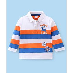 Babyhug Cotton Full Sleeves T-Shirt with Graphic Print - White & Blue