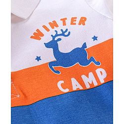 Babyhug Cotton Full Sleeves T-Shirt with Graphic Print - White & Blue