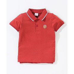 Babyhug Cotton Half Sleeves Polo T-Shirt Printed With Graphic - Maroon