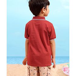 Babyhug Cotton Half Sleeves Polo T-Shirt Printed With Graphic - Maroon
