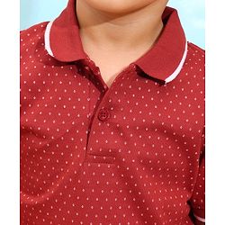 Babyhug Cotton Half Sleeves Polo T-Shirt Printed With Graphic - Maroon