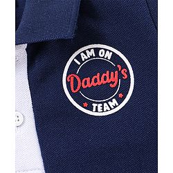 Babyhug Cotton Pique Knit Cut & Sew Half Sleeves Polo T-Shirt Text Print - Red Navy