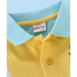 Babyhug Cotton Jersey Half Sleeves Cut & Sew Polo T-Shirt with Text Graphics - White