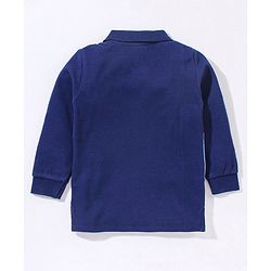 Babyhug Cotton Knit Full Sleeves Cut & Sew with Graphic Detailing Polo T-Shirt - Navy Blue & Grey