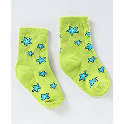Cute Walk by Babyhug Anti Bacterial Ankle Length Non Terry Striped Socks Star Print Pack of 3 - Blue Green