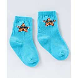 Cute Walk by Babyhug Anti Bacterial Ankle Length Non Terry Striped Socks Star Print Pack of 3 - Blue Green
