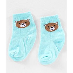 Cute Walk by Babyhug Anti Bacterial Ankle Length Non Terry Striped Socks Bear Design Pack of 3 - Blue Yellow