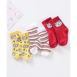 Cute Walk by Babyhug Anti Bacterial Ankle Length Non Terry Striped Socks Pack of 3 - Blue Yellow