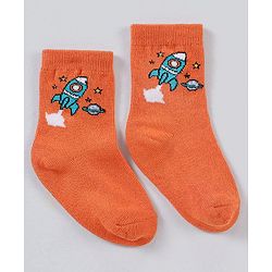 Cute Walk by Babyhug Ankle Length Anti Bacterial Space Theme Socks Pack Of 3 - Blue White
