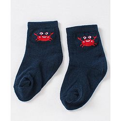 Cute Walk by Babyhug Anti Bacterial Ankle Length Non Terry Striped Socks Star Print Pack of 3 - Blue White