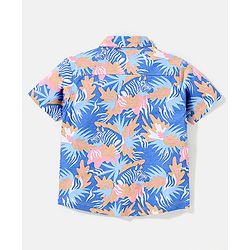 Babyhug Half Sleeves Cotton Knitted Zebra Printed Shirt - Blue