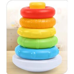 Babyhug Premium 5 Colorful Stacking Rings| Junior Plastic Stack Up Educational Toy| Bath Toy Ring| BIS Certified| Non-Toxic| 6 Months+