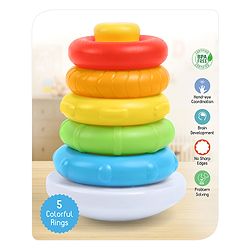 Babyhug Premium 5 Colorful Stacking Rings| Junior Plastic Stack Up Educational Toy| Bath Toy Ring| BIS Certified| Non-Toxic| 6 Months+