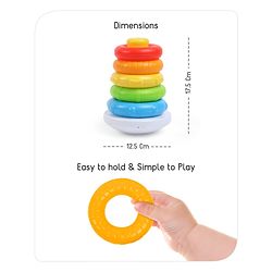 Babyhug Premium 5 Colorful Stacking Rings| Junior Plastic Stack Up Educational Toy| Bath Toy Ring| BIS Certified| Non-Toxic| 6 Months+