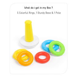 Babyhug Premium 5 Colorful Stacking Rings| Junior Plastic Stack Up Educational Toy| Bath Toy Ring| BIS Certified| Non-Toxic| 6 Months+