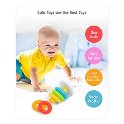 Babyhug Premium 5 Colorful Stacking Rings| Junior Plastic Stack Up Educational Toy| Bath Toy Ring| BIS Certified| Non-Toxic| 6 Months+