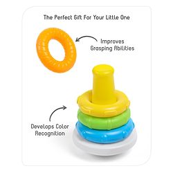 Babyhug Premium 5 Colorful Stacking Rings| Junior Plastic Stack Up Educational Toy| Bath Toy Ring| BIS Certified| Non-Toxic| 6 Months+