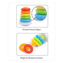 Babyhug Premium 5 Colorful Stacking Rings| Junior Plastic Stack Up Educational Toy| Bath Toy Ring| BIS Certified| Non-Toxic| 6 Months+