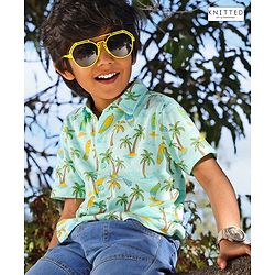 Babyhug cotton Half sleeves Knit boys shirt Surf Print- Blue