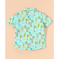 Babyhug cotton Half sleeves Knit boys shirt Surf Print- Blue