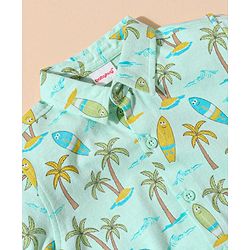 Babyhug cotton Half sleeves Knit boys shirt Surf Print- Blue