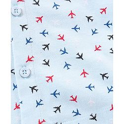 Babyhug Half Sleeves Cotton Knitted Airplane Print Shirt - Light Blue