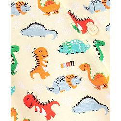 Babyhug Cotton Knit Half Sleeve  Regular Collar Dino Printed Shirt - White