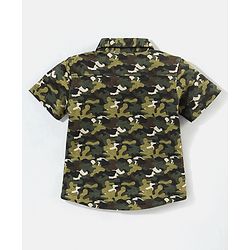 Babyhug Half Sleeve Cotton Knitted Camouflage Printed Shirt - Green
