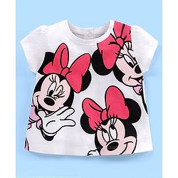 Babyhug 100% Cotton Knit Half Sleeves T-Shirt Minnie Mouse Print - White