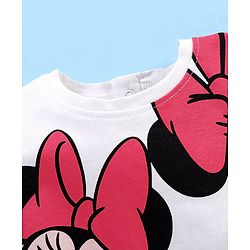Babyhug 100% Cotton Knit Half Sleeves T-Shirt Minnie Mouse Print - White