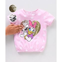 Babyhug 100% Cotton Half Sleeves  Tee With Donald Duck Print - Pink
