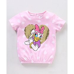 Babyhug 100% Cotton Half Sleeves  Tee With Donald Duck Print - Pink
