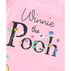 Babyhug Frill Sleeves Tee With Winnie The Pooh Print & Frill Detailing- Pink