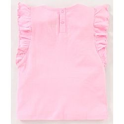 Babyhug Frill Sleeves Tee With Winnie The Pooh Print & Frill Detailing- Pink