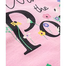 Babyhug Frill Sleeves Tee With Winnie The Pooh Print & Frill Detailing- Pink