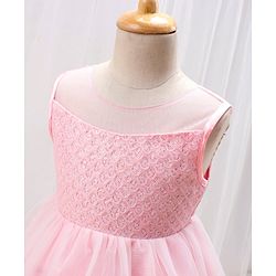 Babyhug Woven Sleeveless Party Frock with Embroidered & Sequines - Pink