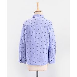 Babyhug Lycra Blend Full Sleeves Party Suit Ship Print- Blue & Grey