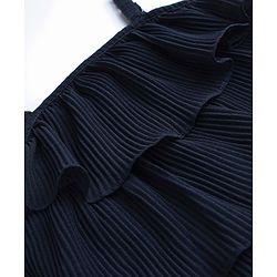 Babyhug Sleeveless Ruffled Layered Frock in Pleated Georgette - Navy