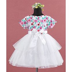 Babyhug Cap Sleeves Frock HD Floral Print - Off White