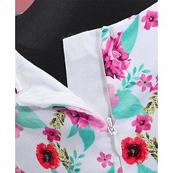 Babyhug Cap Sleeves Frock HD Floral Print - Off White