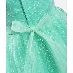 Babyhug Sleeveless Party Frock with Sequinned Detailing and Bow Applique - Mint Green