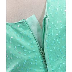 Babyhug Sleeveless Party Frock with Sequinned Detailing and Bow Applique - Mint Green