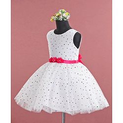 Babyhug Sleeveless Frock Star Sticker Print - White