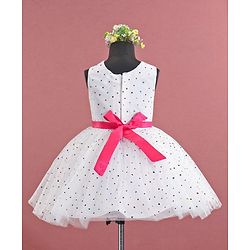 Babyhug Sleeveless Frock Star Sticker Print - White