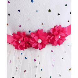 Babyhug Sleeveless Frock Star Sticker Print - White